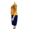 Plus size Dresses Size African Mom's Round Print 34 Sleeve Top Paired with Mid length Skirt Fashion Two Piece Set 230920