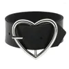 Link pulseiras pulseira de couro preto coração para mulheres goth manguito gótico rebite fivela pulseira vintage rock acessórios