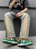 Mäns jeans Autumn Retro Hip-Hop Ripped Hong Kong Style Trend Ins Loose Student raka långa byxor