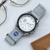Nowa planeta bioceramiczna księżycowe męskie zegarki Pełna funkcja Chronograph Watch Mission to Mercury 42 mm nylon luksusowy zegarek Limited E2852