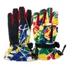 Ski Gloves Men Women Winter Warm Waterproof Snow Colorful Graffiti Printed Thermal Plush Lined Non Slip Outdoor Cycling 230921