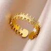 Anéis de casamento na moda onda concha de aço inoxidável para mulheres ajustável banhado a ouro anel de casal jóias estéticas anillos presente bff 230921