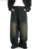 Men's Jeans REDDACHiC Green Wash 90s Skater Men Baggy Jeans Brushed Adjust-waist Wide Leg Y2k Vintage Denim Pants Oversized Hip Hop Trousers L230921