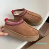 Pantoufles de styliste pour femmes, sandales à plateforme en laine moelleuse, chaussures célèbres en peau de mouton