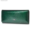 Pengarklämmor Kvinnor plånböcker äkta läder plånbok kvinnlig magnetisk stängning alligator handväska lång mynt pursar id korthållare damer cluth väskor q230921