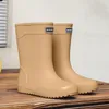 Rain Boots Fashion Men's Rain Boots Rubber Gumboots Slip on Mid-calf Waterproof Working Boots Comfort Non-slip Fishing Shoes for Men 230920