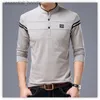 Herrklänningskjortor Autumn Men's Mandarin Collar Long Sleeve Tshirts Trend Slim Cotton Korean Style Shirt Märkning Male Topps för Spring 4XL L230921