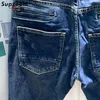 Männer Jeans Supzoom Ankunft Top Mode Herbst Zipper Fly Stoashed Casual Patchwork Cargo Denim Taschen Baumwolle Jeans Männer 230921