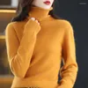 Frauen Pullover Hoher Kragen Nerz Kaschmir Pullover Pullover 2023 Herbst/Winter Gestrickte Lose Unten Mode Grundlegende Top