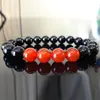 Bracelet en Onyx noir véritable pour hommes, perles de cornaline à quatre focales, 10mm, haute qualité, MG1121, 275T