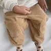 Calças grossas de veludo para bebês e crianças pequenas, calças casuais de algodão para outono e inverno