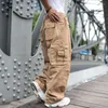 Męskie spodnie modne luźne luźne ładunki mężczyźni swobodny hiphop harem bawełniane proste spodnie szerokie noga ubrania streetwearne plus size