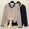 Frauen Pullover Schwarz Grau Hoodies Koreanischen Stil Mode Pullover Für Damen Pullover 2023 Kleidung Tops Bluse Weibliche