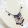 Ожерелья с подвесками, винтажное этническое серебряное ожерелье с кисточками для монет, массивное ожерелье для женщин в стиле бохо, длинное ожерелье с резным каменным воротником, ювелирные изделия Jhumka