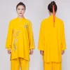 Roupas étnicas Moda Tai Chi Uniforme Mulheres Homens Artes Marciais Chinês Tradicional Folk Amarelo Terno Manhã Sportswear 31744