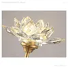 Wall Lamps Luxury Crystal Lamp LED Chinese Style Lotus Shape Bedroom Creative Living Room Decoration Porch Home Deco Mirror