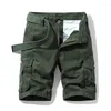 Herenshorts 5 kleuren Zomer Cargo Katoen Mode Grote zak Street Trend Recht Knielengte Zwart Kaki Groen Grijs