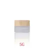 wholesale Bottiglie di crema in barattolo di vetro smerigliato Flacone cosmetico rotondo per il viso a mano 5g 50g Barattoli con copertura in venature del legno ZZ