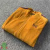 Felpe con cappuccio da uomo Felpe con aghi di velluto giallo Tuta Fettuccia laterale Ricamo Farfalla AWGE Pantaloni a rete Coppia cerniera Set T230921