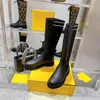 Designer enkellaarsjes Martin Boot Korte laarzen Elastische hoge hakken Winter Damesschoenen Letter Mode Gedrukte laarzen Knielengte laarzen Maten 35-42