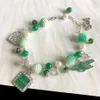 Link Chain Hand Made Greek Sorority Green White Pearl Diy Links Inc Roes Heart 1946 Charm Bracelet Lady Fashion Jewelry264u