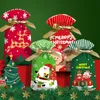Nuevas bolsas de regalo de dulces de Navidad de dibujos animados, bolsa con cordón de plástico dulce para galletas para niños, adornos navideños para el hogar, fiesta de año nuevo