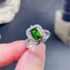 Bagues de cluster Bague de diopside naturelle incrustée d'argent 925 pour femmes, exécution exquise, à la mode et polyvalente