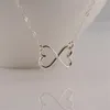 Outline Open Two Love Hearts Necklaces Geometric Wire Wrapped Horizontal 2 Double Heart Infinite Infinity Necklaces for Women289j