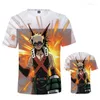 Camisetas femininas Katsuki Bakugo Camisa Homens Boku No Hero Academia 3D Camiseta Manga Curta Anime Meus Meninos Meninas Camisetas