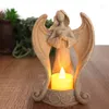 Candle Holders Angel Figurine Tealight Holder Statue Sympathy Gift Memorial Resin Candlestick For Loss Of Loved One Grief Fu