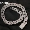 Chokers UWIN 15 mm Iced Out Infinity Halsketten für Männer AAA CZ Baguettecz Krappenfassung kubanische Gliederkette Choker Hip Hop Schmuck als Geschenk 230920