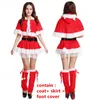 Theme Costume Ladies Christmas Sexy Dresses Girls Fashion Red Tops Hats Costumes Halloween Cosplay Set Party