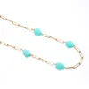 Chaînes à la mode en acier inoxydable bleu acrylique chaîne de perles collier pour femmes à la main summe bijoux imperméables