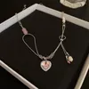 Collane con ciondolo 2023 collana di cristallo coreano dolce cuore rosa per le donne ragazze moda strass choker regali di gioielli per feste