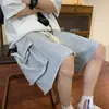 Shorts masculinos estilo japonês grande bolso ferramental macacão verão desgastado perna larga solta casual high street calças de cinco pontos masculino roupas esportivas