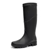 Bottes de pluie 39-46 bottes de pluie pour hommes hauteur imperméable 43 cm à semelle plate en PVC à enfiler mi-mollet chantier chaussures imperméables pour hommes Hy29 230920