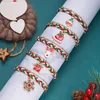 Link Bracelets Christmas Three Color Braided Rope Woven Bracelet For Women Oil Dripping Snowflake Pendant Trendy Friendship Jewelry