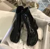 Boots Botines Mujer Chunky High Heel Kort ankelstövlar för kvinna Square Toe Black Patent Leather Rain Boots Luxur Tabi Bottes 230920