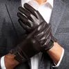 Fem fingrar handskar högkvalitativ höstvinter 100 geniune fårskinn läder män som driver vantar varm beröringsskärm manlig vindtät s2197 230921