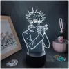 Luzes da noite Jujutsu Kaisen Figura Megumi Fushiguro 3D Lâmpada LED Rgb Neon Quarto Mesa Decoração Manga Presente de Aniversário Drop Deli Oto2B