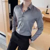 Camisas de vestido masculinas camisa de manga comprida 2023 novo estilo britânico sólido casual slim fit camisas y blusas vestido formal química homme roupas masculinas l230921