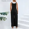 Kobiety Jumpsuits Rompers vintage bawełniany lniany kombinezon kobiety 2023 Casual Solid Button szerokopasmowe spodni z kieszeniami Summer Loose kombinezon Rompers L230921