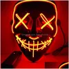 Party Masks Led Mask Halloween Masque Masquerade Neon Light Glow In The Dark Horror Glowing Masker Mixed Color Drop Delivery Home Gard Dhmdq