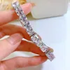 Charm Bracelets Genuine 100 925 Sterling Silver 7 7mm Pagoda Cutting High Carbon Diamond Wedding Bracelet for Women Party Fine Jewelry 16 18cm 230921