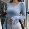 Camisas ativas Mulheres Camiseta Outono Inverno Mangas Compridas Apertadas Sexy Roupas de Yoga Estiramento Fino Exterior Desgaste de Secagem Rápida Fitness Sports Top