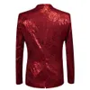 Shenrun Men Slim Fit Red Rose Chuda Chudy Wedding Groom Suits Stage Costume Singer Kurtka Single Bered Casual Blazer340D