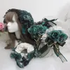 Máscaras de festa menina design lolita laço hairpins flor verde escuro pérola cruz gótico mulheres traje colar headband cosplay headpiec233d