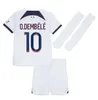 Maillots White Away Mbappe 7 Soccer Jerseys Dembele Black R. Sanches Hakimi 23 24 ENFANTS MAILLOT 2023 Fjärde fotbollströjor Kits Kidsutrustningens uniformer