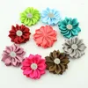 Kwiaty dekoracyjne 1.5'mini Solid Satynowa Ribbon Flower DIY w magazynie dla akcesoriów do włosów 24 colors 120pcs HBF01