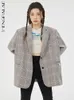 Kvinnors kostymer Blazers Shengpalae Autumn 2023 Houndstooth Fashion Women notched Collar Single Breasted Casual Shoulder Pad Suit 5R5875 230920